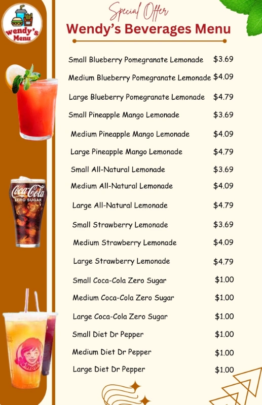 wendy's beverages menu