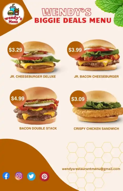 wendy's biggie deals menu