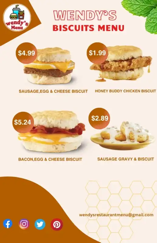 wendy's biscuits menu