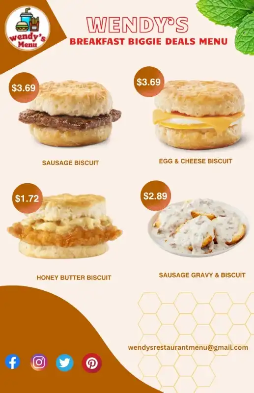 wendy's breakfast biggie deals menu