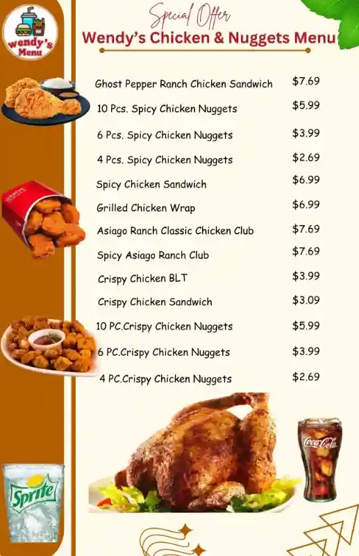 Wendys Chicken Nuggets Menu Price.