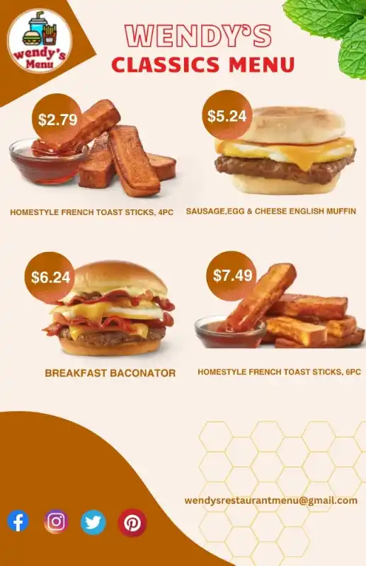 wendy's classics menu