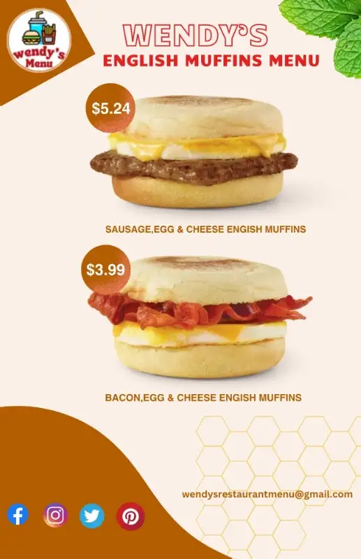 wendy's english muffins menu