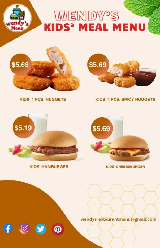 wendy's kids meal menu