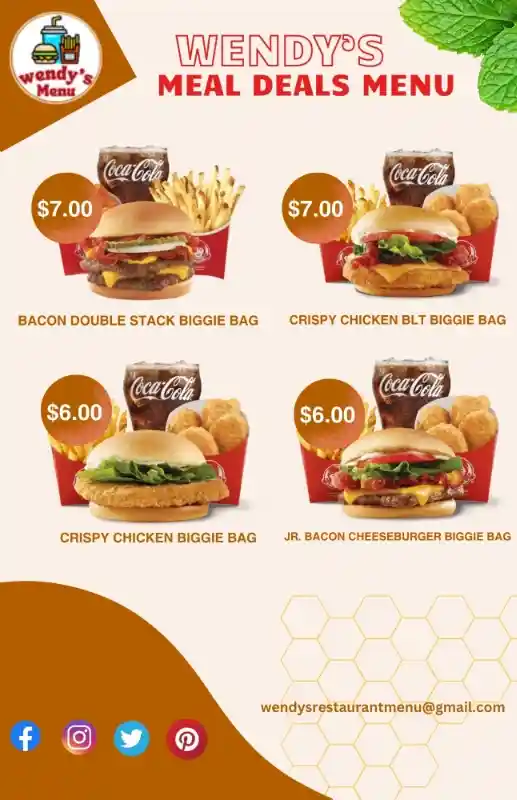 wendy's meal deals menu